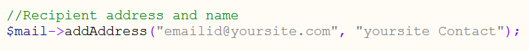 recipient email and name